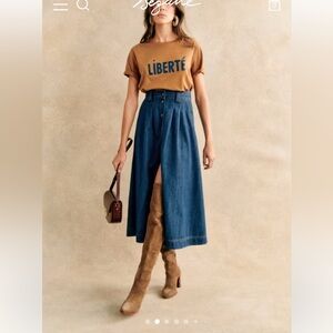 Sézane denim Clarine midi skirt